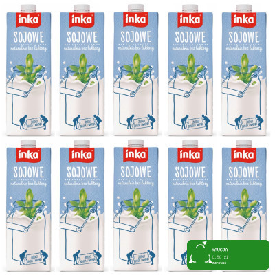 INKA napój SOJOWY naturalny 1000ml 1l x10SZT MLEKO ROŚLINNE bez laktozy
