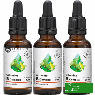 WITAMINA B COMPLEX Z GRUPY B B1 B2 B3 B5 B6 B12 krople 30ml x3 na 6mcy AURA