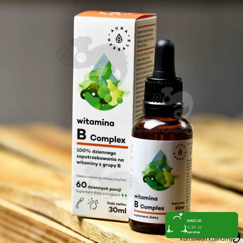 WITAMINA B COMPLEX Z GRUPY B B1 B2 B3 B5 B6 B12 krople 30ml x3 na 6mcy AURA