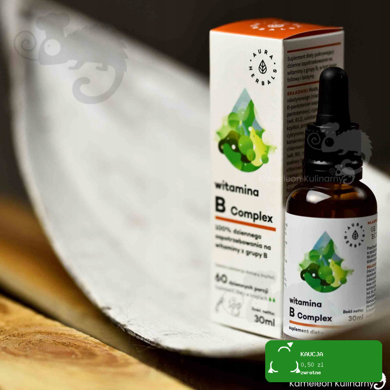 WITAMINA B COMPLEX Z GRUPY B B1 B2 B3 B5 B6 B12 krople 30ml x3 na 6mcy AURA