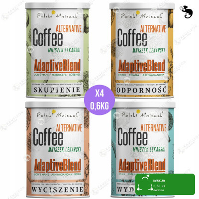 4x KAWA z MNISZKA LEKARSKIEGO mix adaptogenów ZESTAW 600g POLSKI MNISZEK