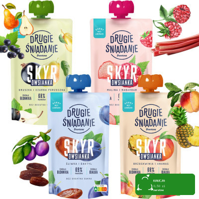 Dawtona SKYR OWSIANKA DRUGIE ŚNIADANIE mix SMAKÓW bez cukru 160g x4 0,64KG