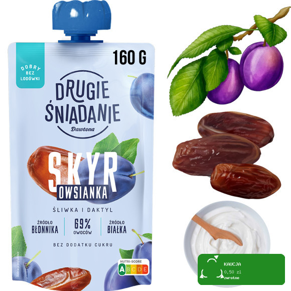 Dawtona SKYR OWSIANKA DRUGIE ŚNIADANIE mix SMAKÓW bez cukru 160g x4 0,64KG