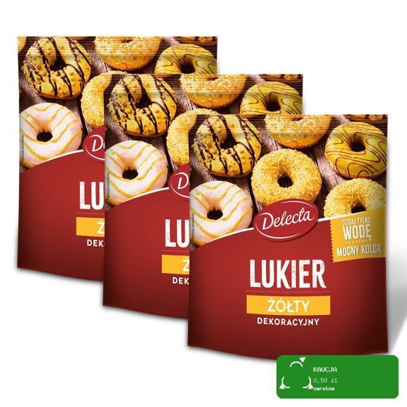 DELECTA LUKIER DEKORACYJNY ŻÓŁTY DO CIAST WYPIEKÓW PĄCZKÓW 80g x 3 240g