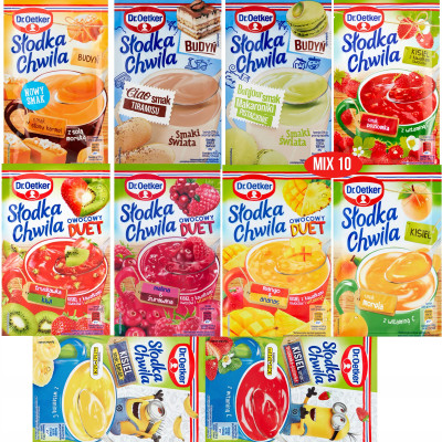 DR.OETKER SŁODKA CHWILA BUDYŃ KISIEL OWOCOWY DUET mix przekąsek aż 10szt