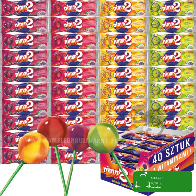 NIMM 2 LIZAK OWOCOWY Z WITAMINAMI +WITAMINY MIX 4 SMAKÓW 10g x 40szt STORCK
