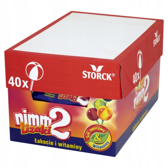 NIMM 2 LIZAK OWOCOWY Z WITAMINAMI +WITAMINY MIX 4 SMAKÓW 10g x 40szt STORCK