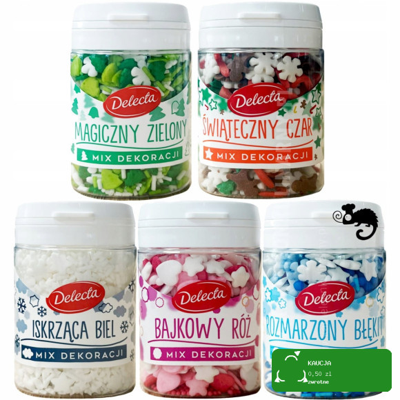 DELECTA DEKORACJE MIX POSYPEK ciastka babeczki pierniki ŚWIĘTA 5x55G