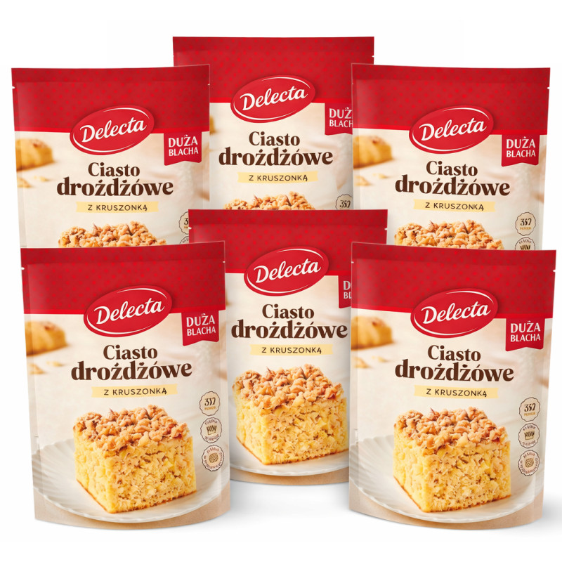 Delecta CIASTO DROŻDŻOWE Z KRUSZONKĄ DUŻA BLACHA 600g x6 3,6KG = 6KG CIASTA