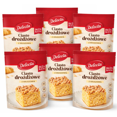 Delecta CIASTO DROŻDŻOWE Z KRUSZONKĄ DUŻA BLACHA 600g x6 3,6KG = 6KG CIASTA