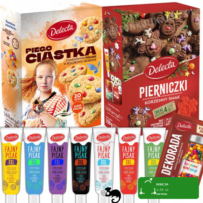 DELECTA Zestaw do wypieków 10szt CIASTKA PIERNICZKI FAJNY PISAK x7 POSYPKA