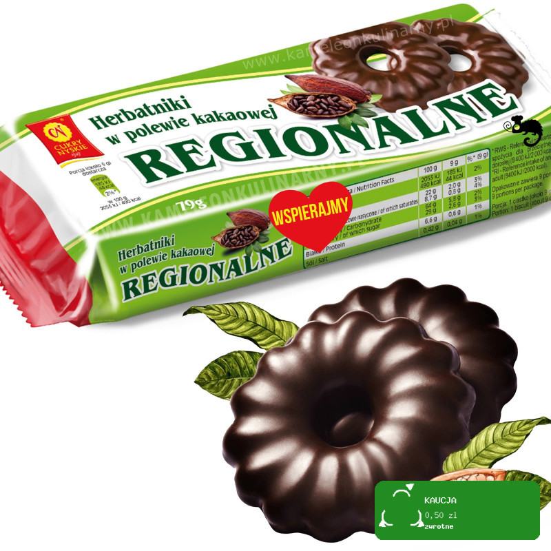 CUKRY NYSKIE REGIONALNE HERBATNIKI W POLEWIE 79G x15 1,18KG Wspieramy RAZEM