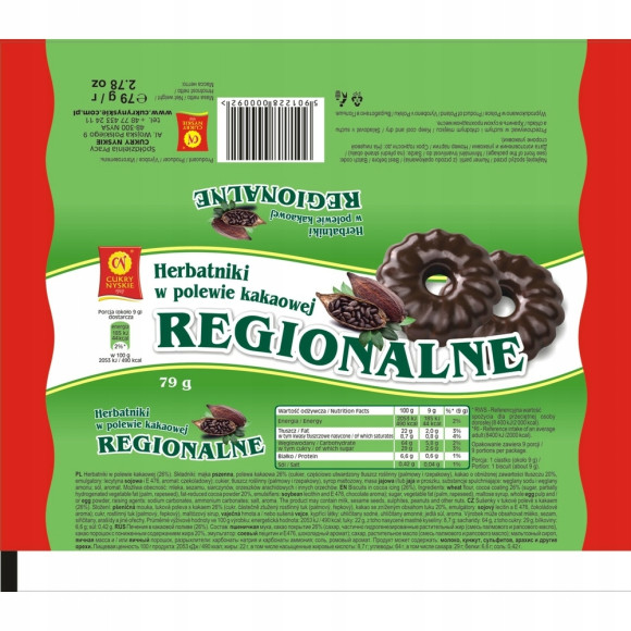 CUKRY NYSKIE REGIONALNE HERBATNIKI W POLEWIE 79G x15 1,18KG Wspieramy RAZEM
