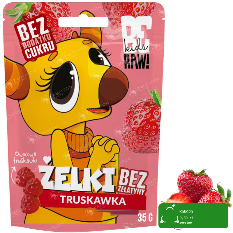 7x ŻELKI GUZIKOŻELKI bez cukru MIX smaków MALINA TRUSKA BANAN MANGO CYTRYNA
