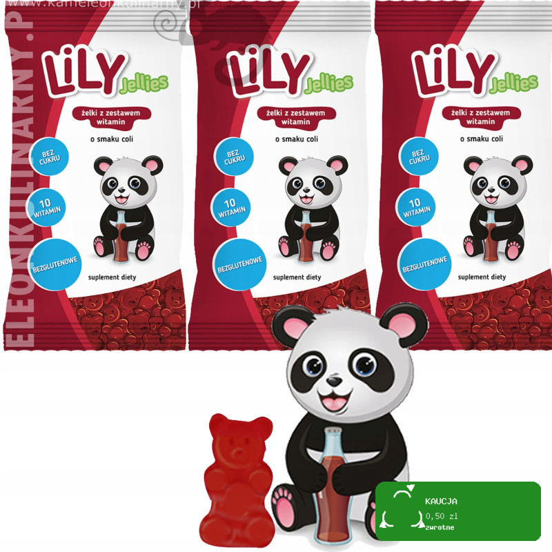 LILY JELLIES ŻELKI BEZ CUKRU Z 10 WITAMINAMI o smaku COLI KOLI COLA 30g