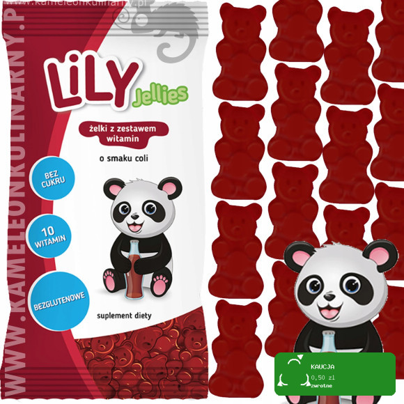 LILY JELLIES ŻELKI BEZ CUKRU Z 10 WITAMINAMI o smaku COLI KOLI COLA 30g