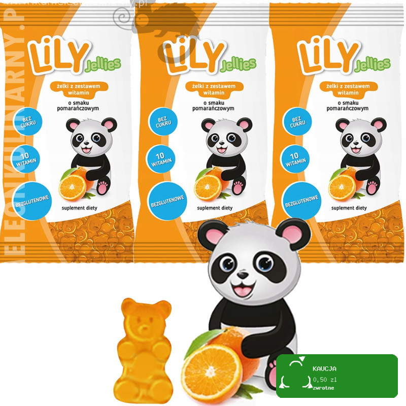 LILY JELLIES ŻELKI BEZ CUKRU WITAMINAMI smak POMARAŃCZOWE POMARAŃCZA 30g x3