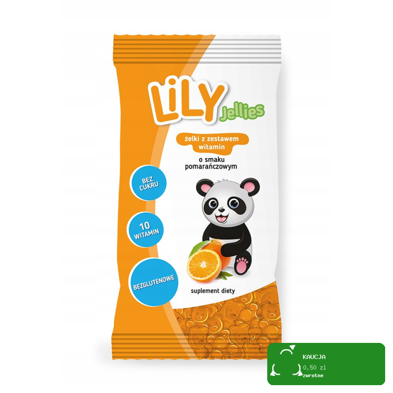 LILY JELLIES ŻELKI BEZ CUKRU WITAMINAMI smak POMARAŃCZOWE POMARAŃCZA 30g x3