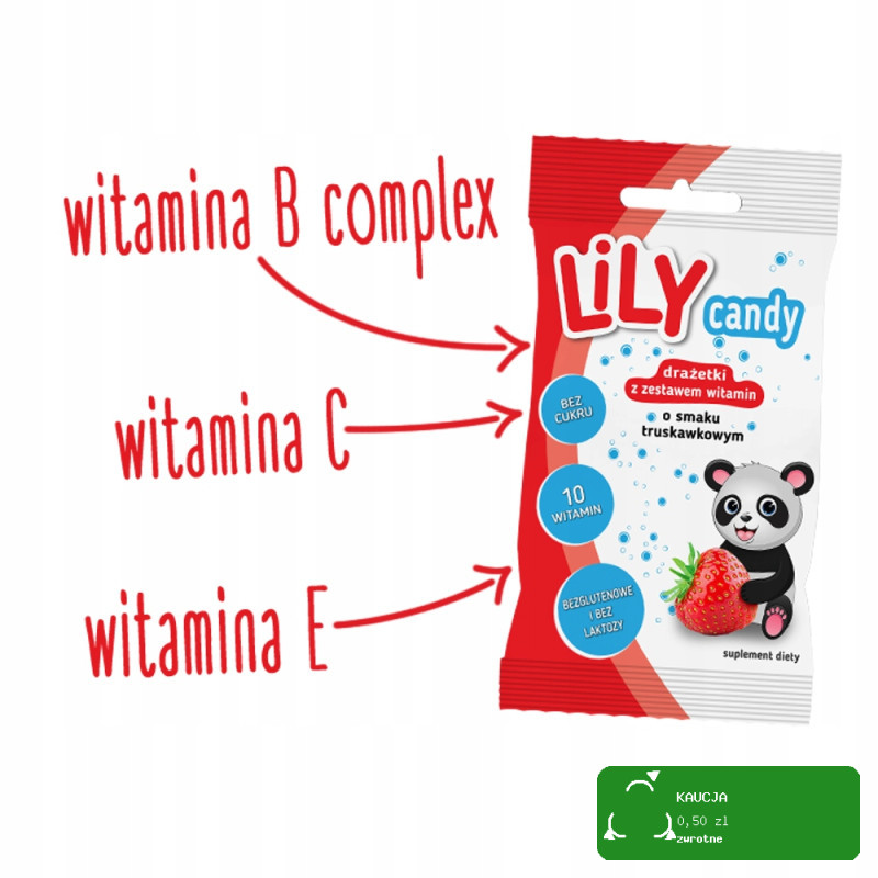 LILY CANDY DRAŻETKI BEZ CUKRU GLUTENU Z WITAMINAMI mix smaków 40g x4 = 160G