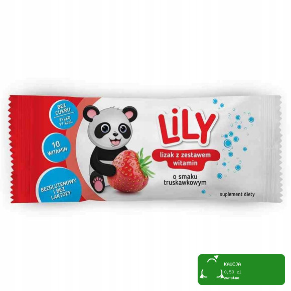 LILY LIZAK BEZ CUKRU Z 10 WITAMINAMI C E Bcomplex TRUSKAWKA Truskawkowy x10