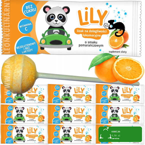 LILY LIZAK BEZ CUKRU Z WIT. C POMARAŃCZOWY na DOLEGLIWOŚCI LOKOMOCYJNE x10