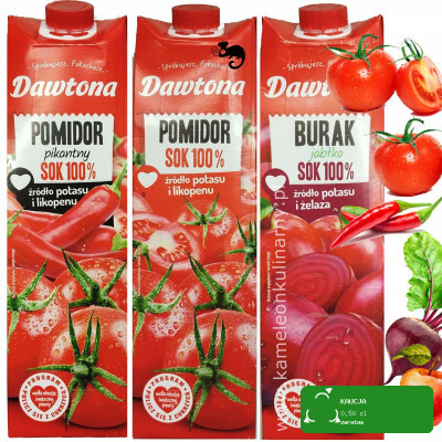 DAWTONA SOK POMIDOROWY PIKANTNY + POMIDOROWY + BURAK JABŁKO mix 3X 1L 3L