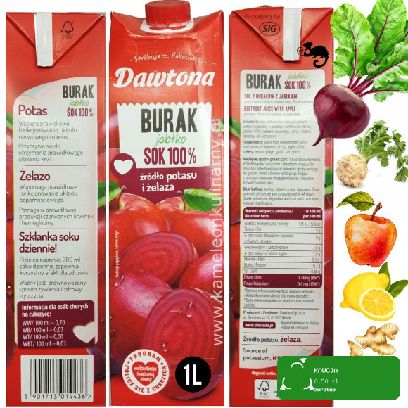 DAWTONA SOK POMIDOROWY PIKANTNY + POMIDOROWY + BURAK JABŁKO mix 3X 1L 3L
