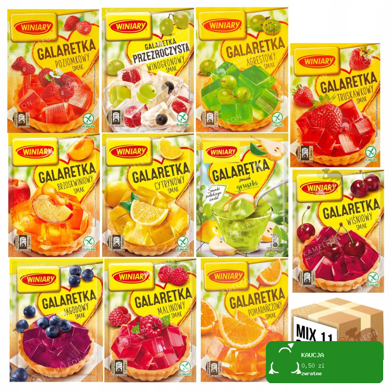 GALARETKA OWOCOWA ZESTAW MIX 11 SMAKÓW I KOLORÓW! 0,7KG bez glutenu WINIARY