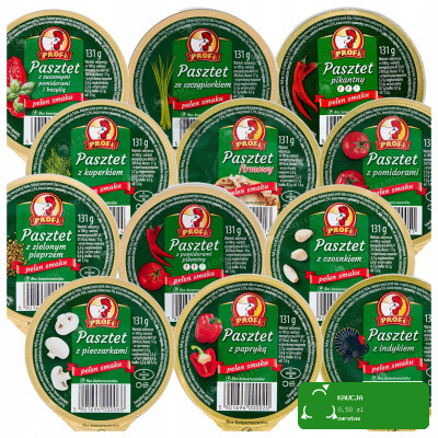 PASZTET DROBIOWO-WIEPRZOWY zestaw MIX RÓŻNYCH SMAKÓW 131g x12 1,57KG PROFI