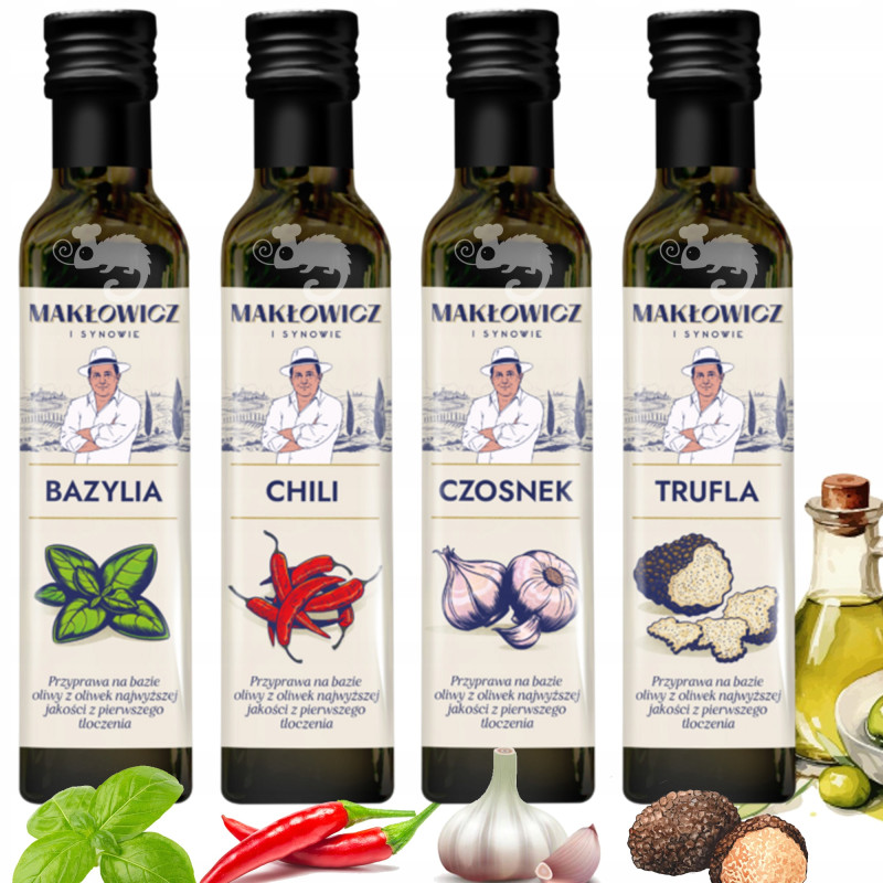OLIWA Z OLIWEK CHILI BAZYLIA CZOSNEK TRUFLA mix smaków 4x 250ml MAKŁOWICZ