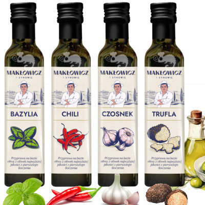 OLIWA Z OLIWEK CHILI BAZYLIA CZOSNEK TRUFLA mix smaków 4x 250ml MAKŁOWICZ