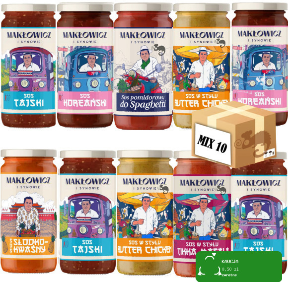 MAKŁOWICZ SOSY DO RYŻU MAKARONU SPAGETTI zestaw MIX SMAKÓW 10sztuk 400G 4KG