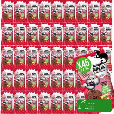 x45 BUNNY NINJA przekąska dla dzieci ROLLS JABŁKO BANAN TRUSKAWKA 15G