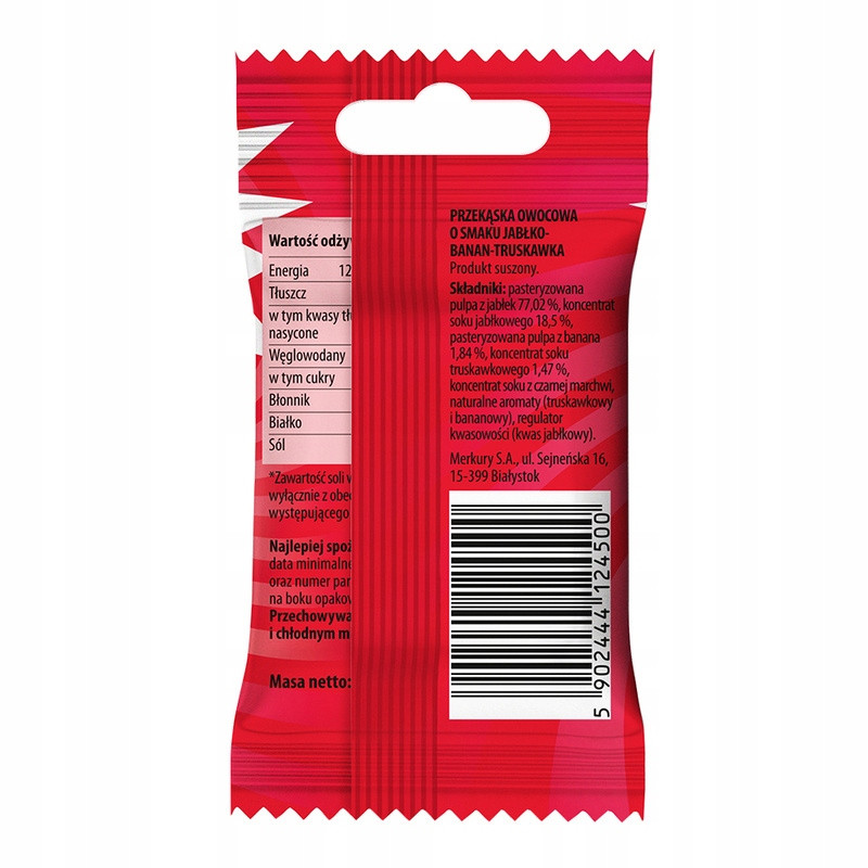 x45 BUNNY NINJA przekąska dla dzieci ROLLS JABŁKO BANAN TRUSKAWKA 15G