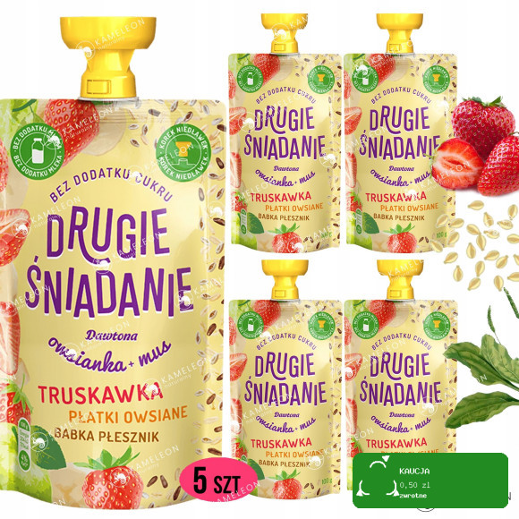 Dawtona DRUGIE ŚNIADANIE bc OWSIANKA MUS Truskawka Płatki Owsiane 100G x5