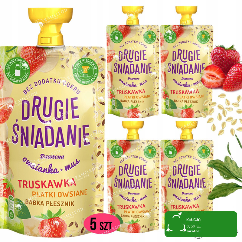 Dawtona DRUGIE ŚNIADANIE bc OWSIANKA MUS Truskawka Płatki Owsiane 100G x5