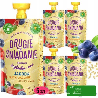 Dawtona DRUGIE ŚNIADANIE bc JAGLANKA MUS Jagoda Jabłko Banan Płatki 100G x5