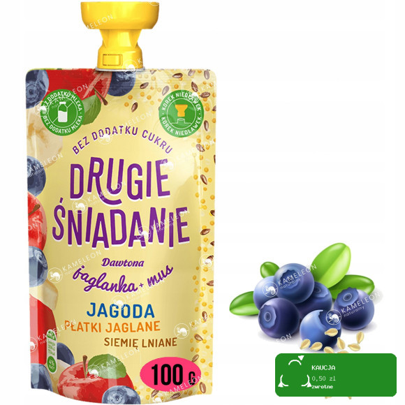 Dawtona DRUGIE ŚNIADANIE bc JAGLANKA MUS Jagoda Jabłko Banan Płatki 100G x5