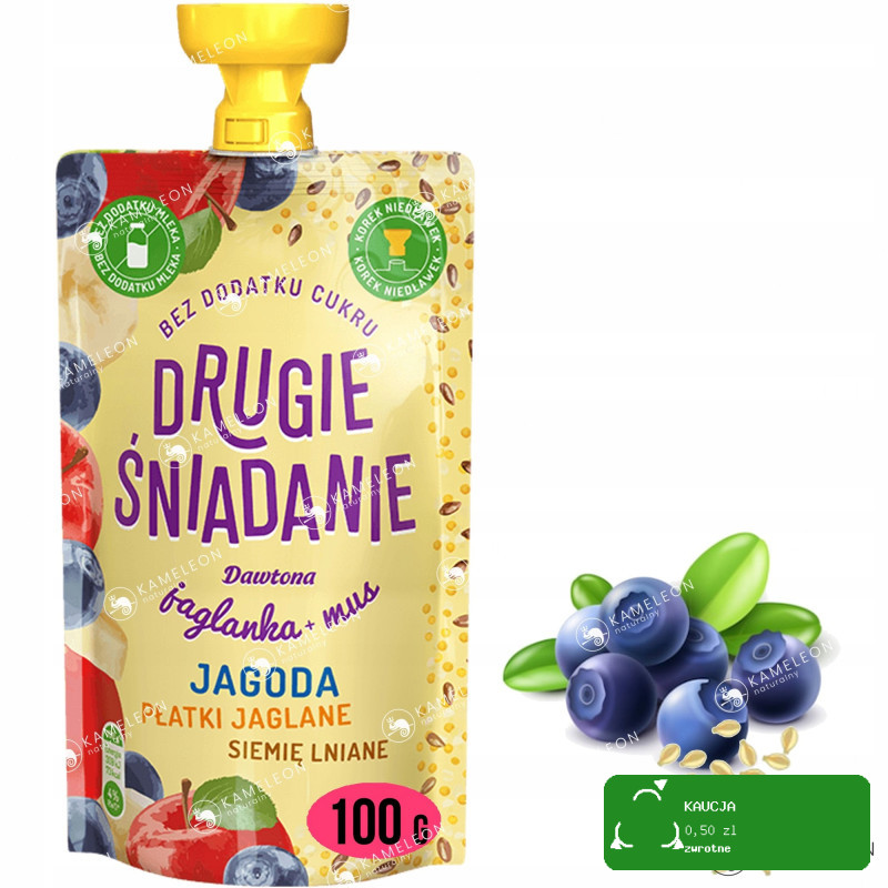 Dawtona DRUGIE ŚNIADANIE bc JAGLANKA MUS Jagoda Jabłko Banan Płatki 100G x5