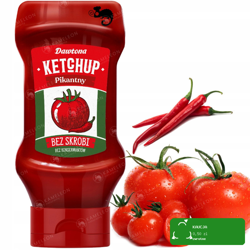 KETCHUP ŁAGODNY PIKANTNY Z JAPALENO ZIOŁOWY bez CUKRU MIX 5 x 450G DAWTONA