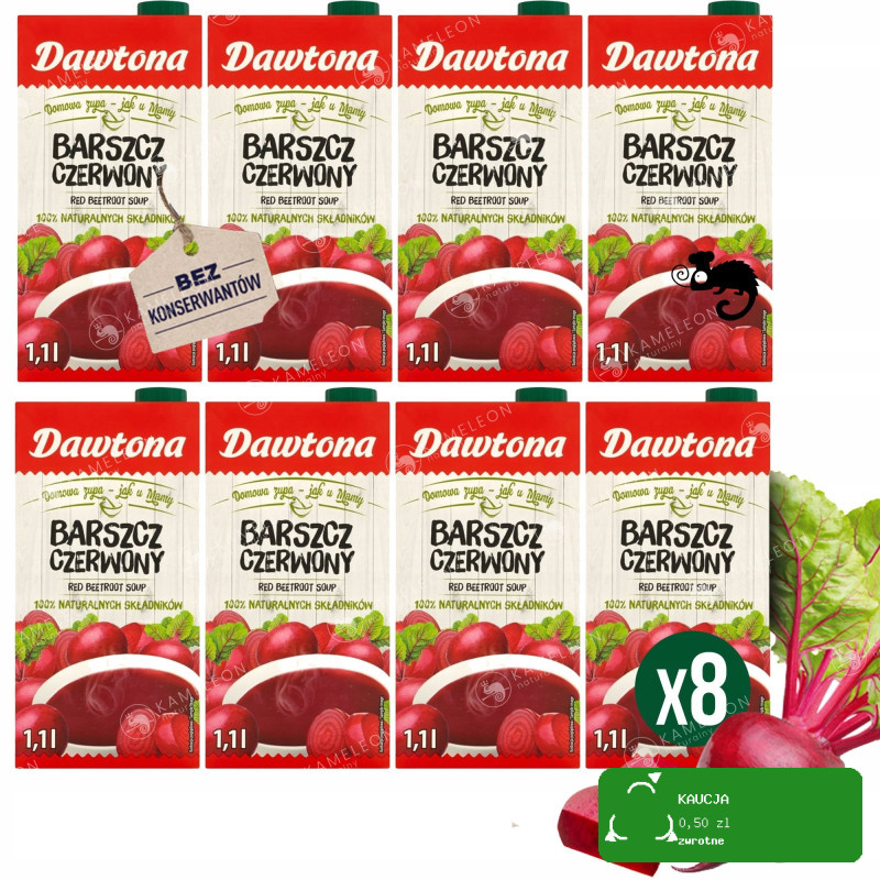 8x ZUPA BARSZCZ CZERWONY gotowe danie KARTON w kartonie 8800ml 8,8L DAWTONA