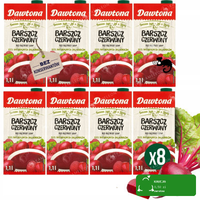 8x ZUPA BARSZCZ CZERWONY gotowe danie KARTON w kartonie 8800ml 8,8L DAWTONA