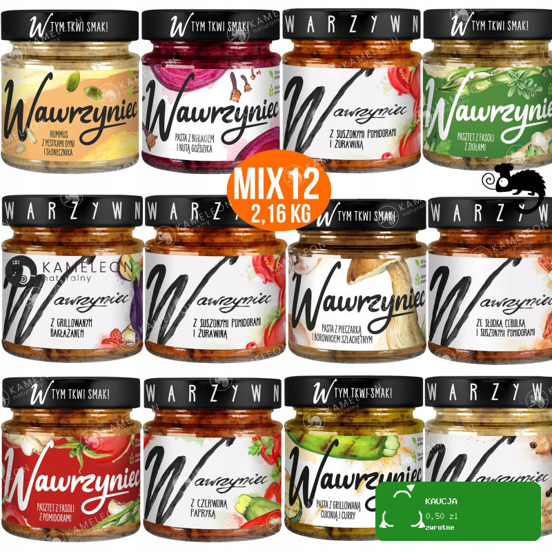 WAWRZYNIEC PASTA PASZTET HUMMUS PASTY DO PIECZYWA MIX SMAKÓW x12 szt 2,16KG