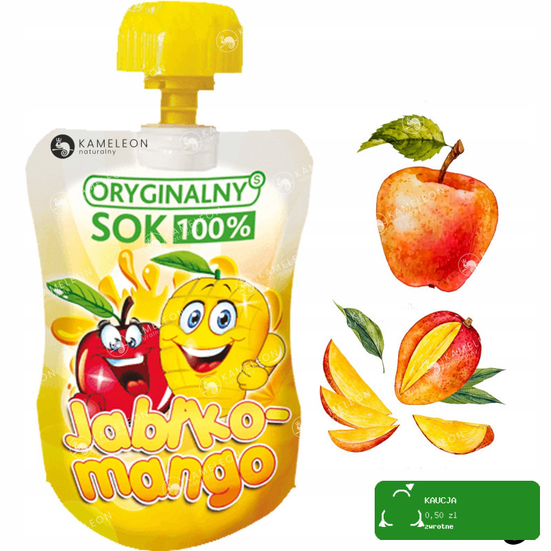 ORYGINALNY SOK MUS OWOCOWY BEZ CUKRU Jabłko Mango + Wit. C 110ml x12 1,3L
