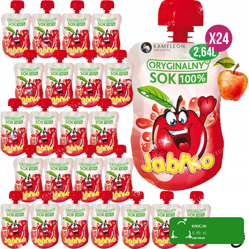 ORYGINALNY SOK MUS OWOCOWY BEZ CUKRU JABŁKOWY Jabłko + Wit.C 110ml x24 2,6L