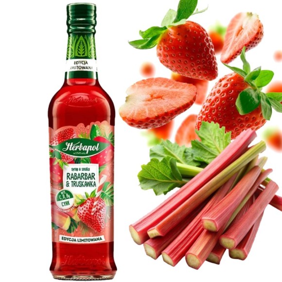 HERBAPOL SYROP SMAKI SŁOŃCA RABARBAR Z TRUSKAWKĄ 420ML