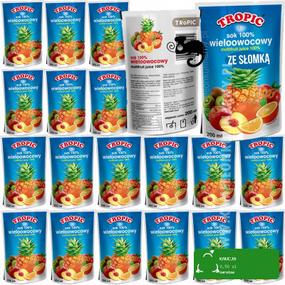 TROPIC 100% SOK WIELOOWOCOWY doypack ZE SŁOMKĄ 200ml 0,2L x20szt aż 4L !