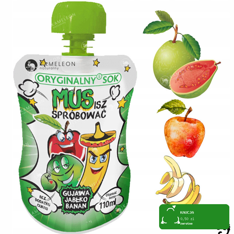 24x ORYGINALNY SOK MUS OWOCOWY BEZ CUKRU Gujawa Jabłko Banan 24x 110ml 2,6L