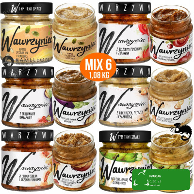 WAWRZYNIEC PASTA HUMMUS PASTY WARZYWNE DO PIECZYWA MIX SMAKÓW x6 szt 1,08KG
