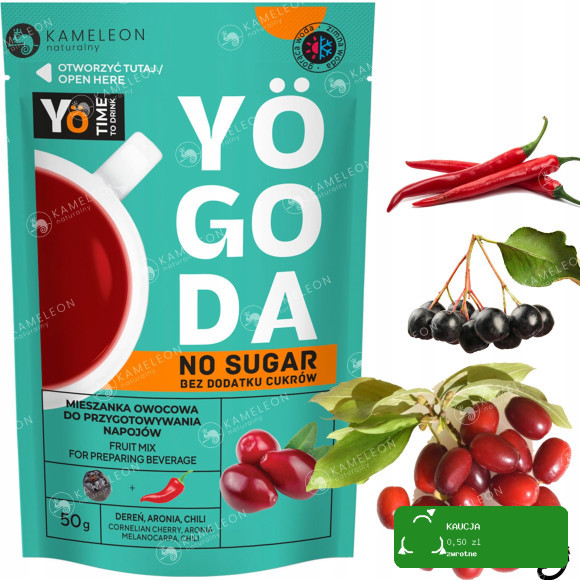YOGODA MIESZANKA OWOCOWA do NAPOJÓW BEZ DODATKU CUKRU DEREŃ 50g 14szt 0,7KG
